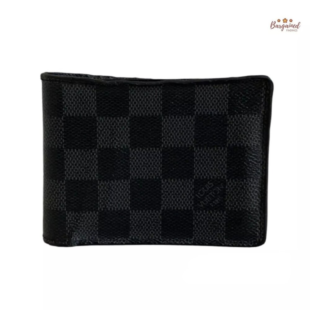 Authentic Louis Vuitton Gray/Black Damier Graphite Canvas Leather Multiple Walle